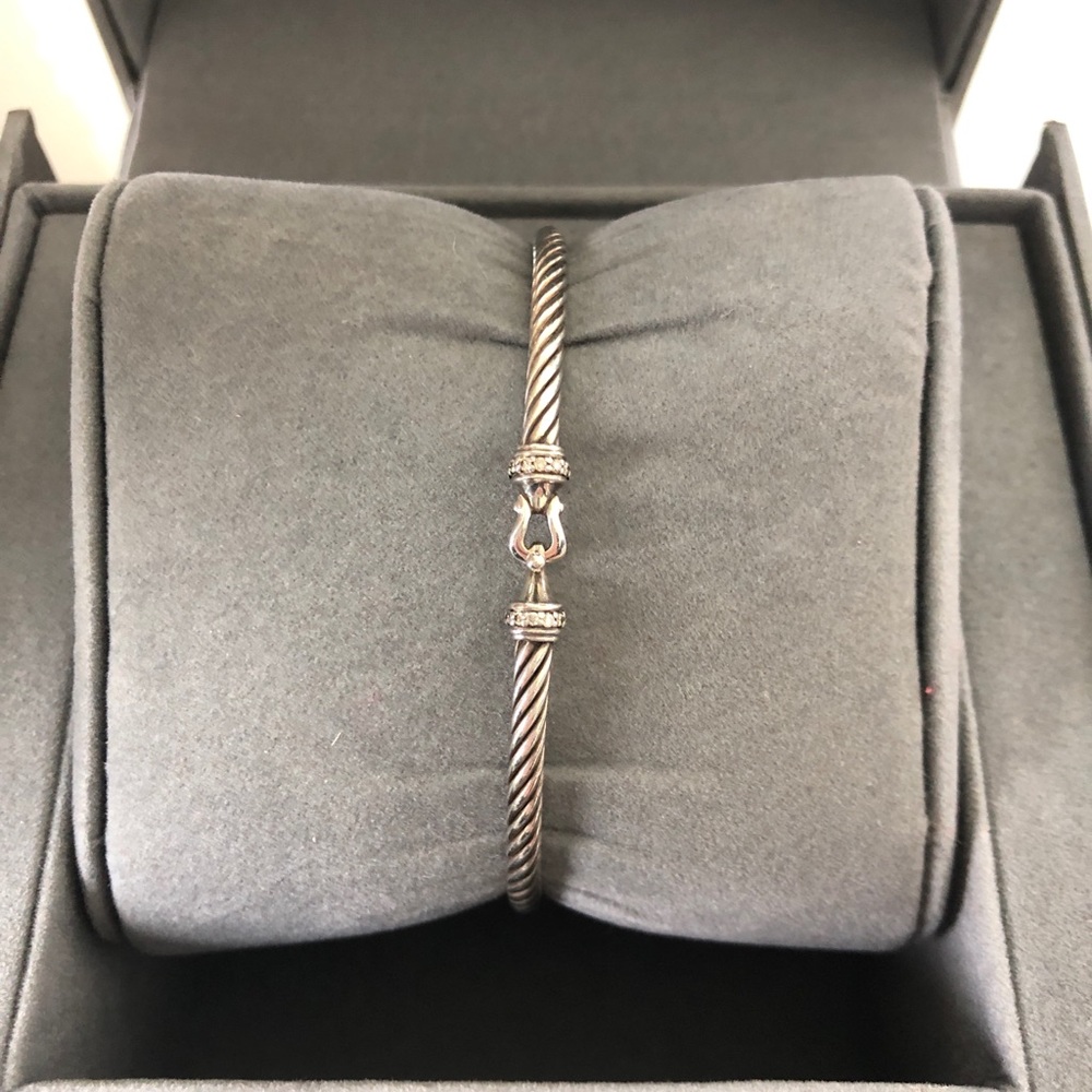 David Yurman Cable Bracelet with Diamonds & Buckle